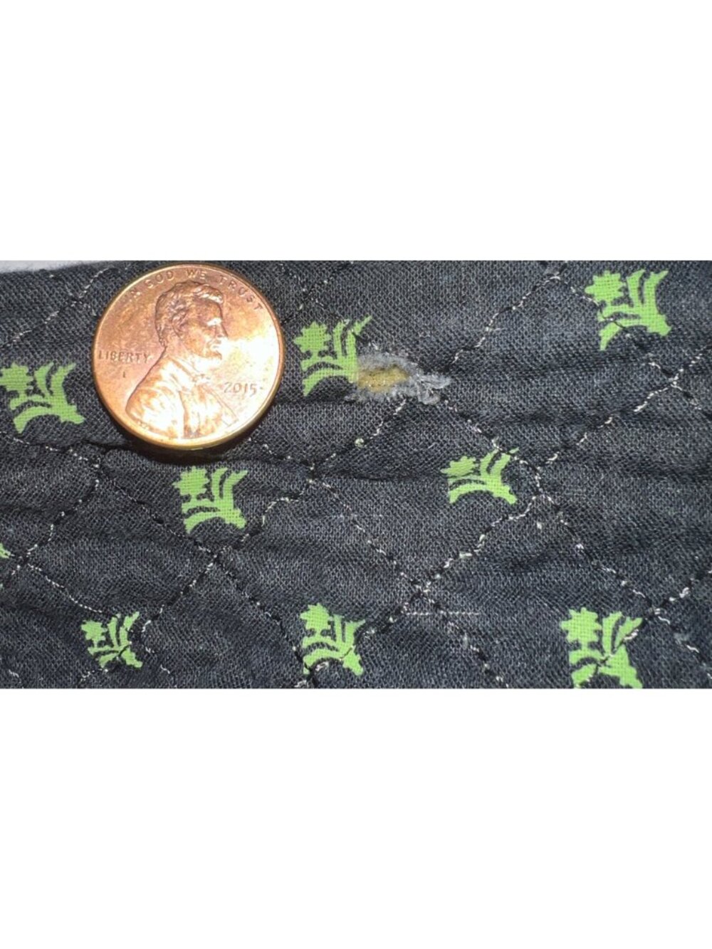 Quilted Pattern Navy Floral Tote Bag Button Closure, Long Handles, Pockets 17x14 - Picture 7 of 7
